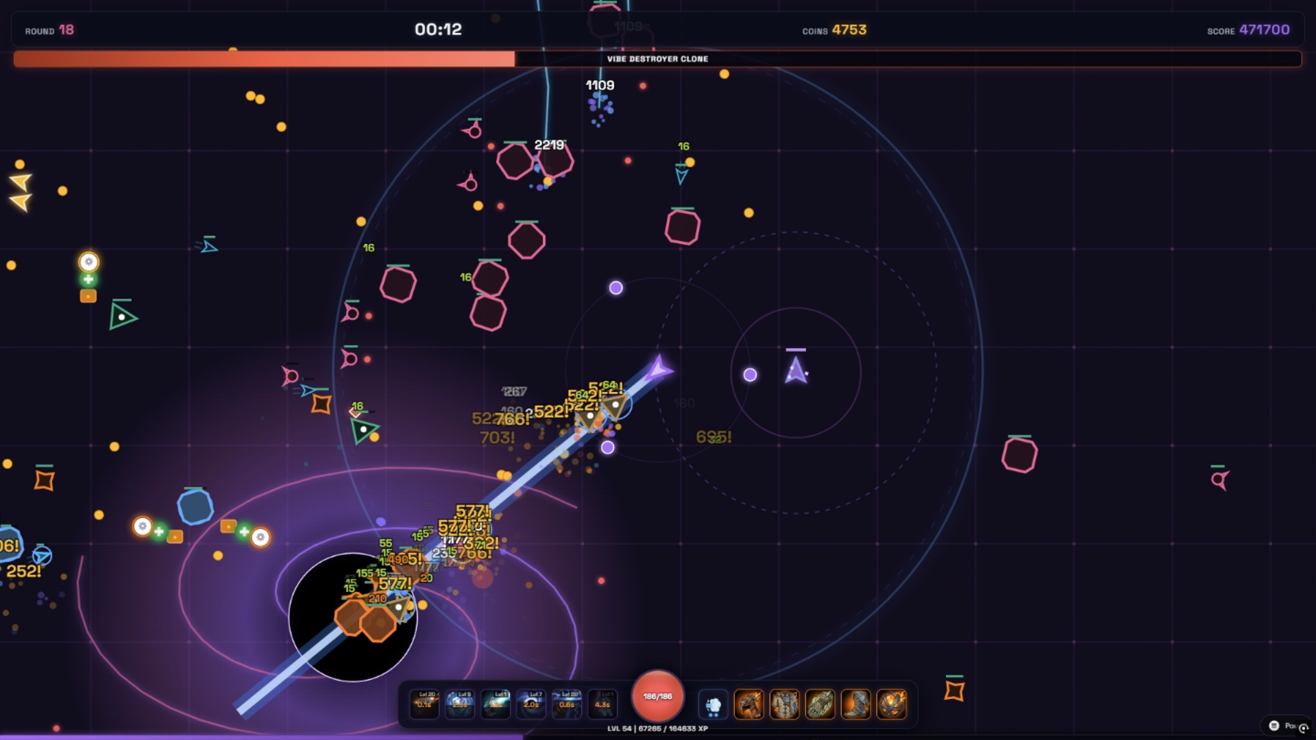 Intense survival combat amidst dense enemy swarms